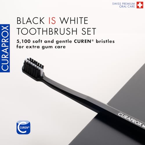 Curaprox Toothbrush Duo – for Adults | Stylish Black toothbrushes with Ultra-Soft filaments | Whitening-Friendly | Black | 2-Pack