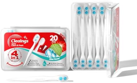 cleaings® Disposable Toothbrushes -Portable Mini Travel Toothbrushes with Tongue Cleaner & Pick for Work or Travel, No Water Needed (Mint)