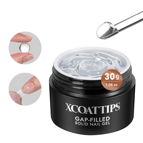 BTArtboxnails XCOATTIPS Solid Nail Glue Gel - 30g Gap-Filled Gel Nail Glue for Nail Tips Press on Nails, Upgrade Cure Needed UV Nail Gel for Acrylic Fake Nail