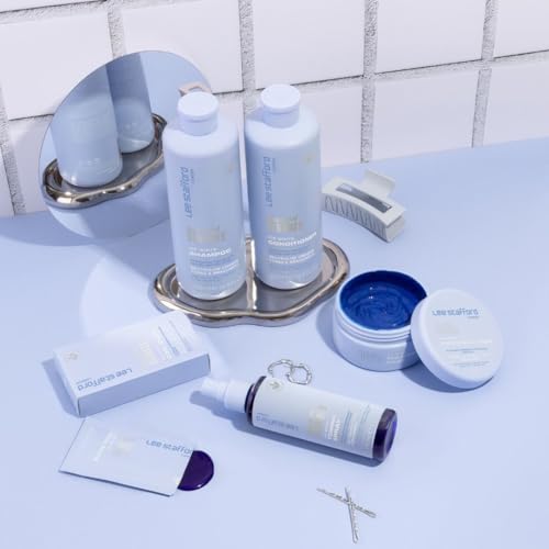Lee Stafford Blue Toning Shampoo | Bleach Blonde Ice White Collection - Corrects Brassy & Orange Tones, Best for Highlighted, Cool Hair, Color Extend Treatment, Hydrating, 16.9 Fl Oz