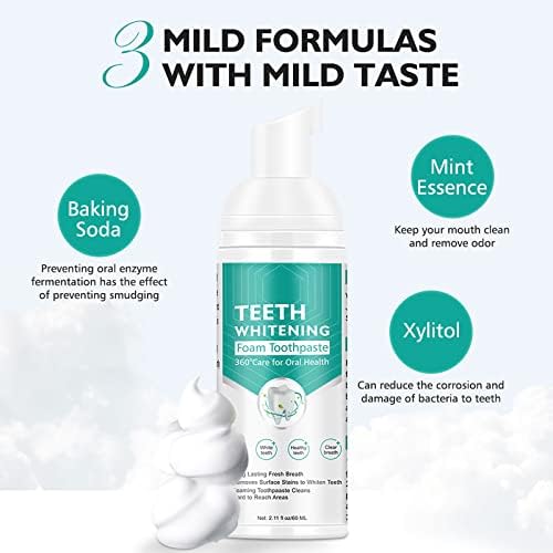 Citrus Baking Soda Teeth Whitening Toothpaste, 2 Pack - Ultra-fine Mousse Foam, Deeply Cleans Gums, Removes Stains