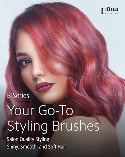 Ibiza Hair Round Boar Bristle Brush (B Series) | Blonde Bristles with Cork Handle | Ideal for Color Treated & Fine Hair | Adds Texture & Shine