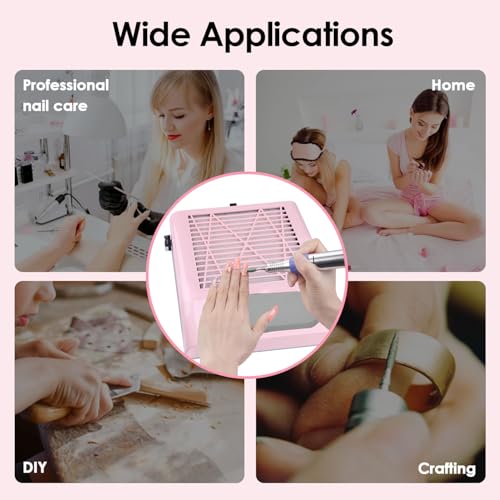 CoFashion Nail Dust Collector for Acrylic Nails Vacuum Machine, 80W Adjustable Vacuum, Electric Nails Filter for Manicure Nail Fan Dust Collector