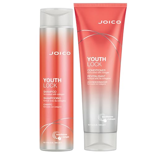 Joico YouthLock Shampoo & Conditioner Set Formulated with Collagen | Youthful Body & Bounce | Reduce Breakage & Frizz | Free of SLS/SLES Sulfates