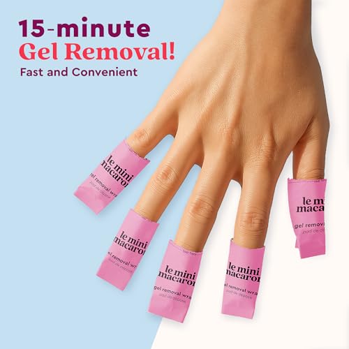 Le Mini Macaron Gel Nail Polish Remover Wraps | Easy, At-Home Soak Off Pads, Gel Polish Remover for Nails | Shellac Removal | Vegan, Cruelty-Free, 9-Free Formula - 100 Wraps