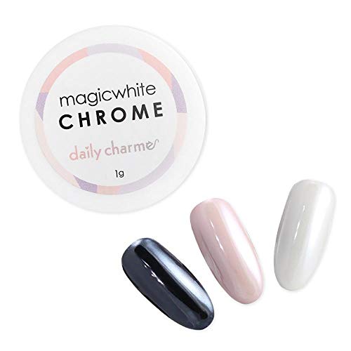 Daily Charme Magic White Nail Chrome Powder (White) 1g, Pearlescent Nail Chrome Powder, Glazed Donut, Nail Art Decoration, Home DIY/Nail Salon Manicure