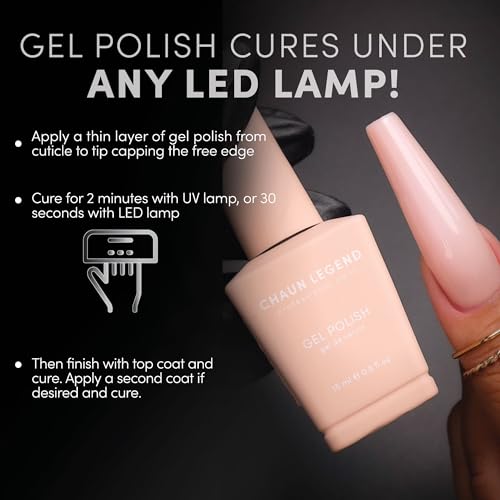 Chaun Legend UV Gel Nail Polish, 0.5 Ounce Long Lasting Salon Quality, Bubble Free Professional Manicures, Quick Dry High Shine, Lactose Intolerant LG5001 (sheer milky white finish)