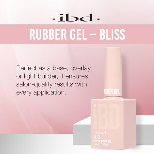 IBD Rubber Gel Polish - Bliss, LED/UV Soak Off Builder Gel for Nails, Strengthening Base Coat for Nail Polish & Extensions, 0.5 fl oz