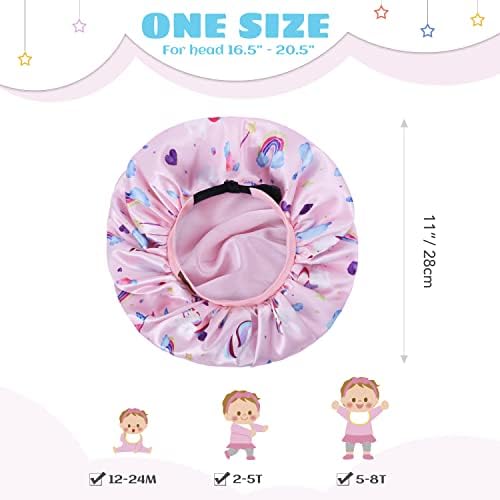 Hat Hut Kids Satin Bonnet Sleep Cap for Curly Hair - Adjustable Silk Hair Cap for Baby & Toddler