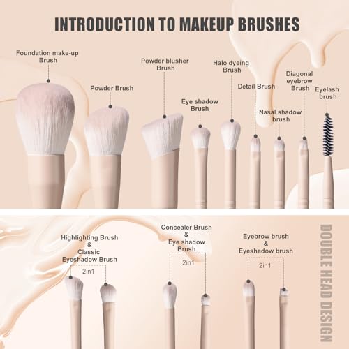 BS-MALL Makeup Brush Set Travel Mini Makeup Brushes Synthetic Kabuki Brush Set Foundation Powder Blending Concealer Eye shadows Blush Cosmetics Brushes with Organizer Holder& 3 Mini Eyeshadow Brush