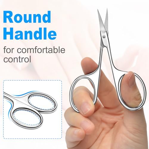 Curved Cuticle Scissors - Professional Stainless Steel Beauty Scissors - Sharp Small - Precise Pointed Tip - for Manicure, Eyebrows, Eyelash, hair