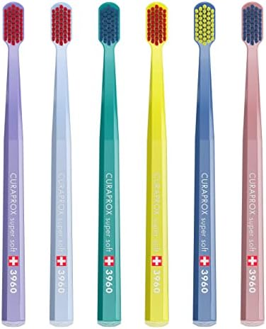 Curaprox Sensitive Supersoft Toothbrush CS 3960, 6 Pack, Colors May Vary