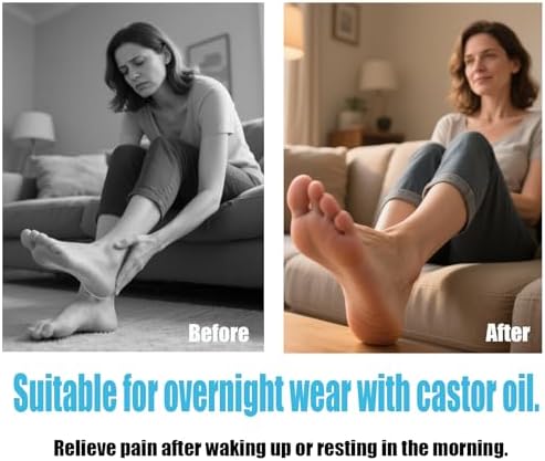 Castor Oil Pack Wrap for Foot, Castor Oil Moisturizing Heel Socks, for Plantar Fasciitis, Cracked Heels - Suitable for Overnight Moisturizing of Feet (Without Essential Oils) (Blue)