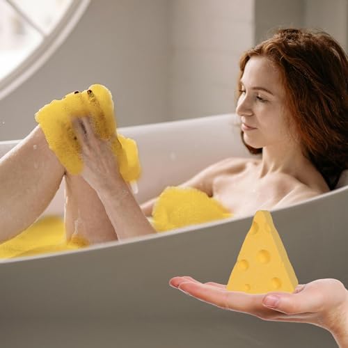 Cheese Bath Bombs Set - 7 Unique Cheese-Shaped & Milky Scented Shower Bomb with Surprise Mouse Miniature, Fun & Fancy Bathbombs, Ideal Cheesy Gift for Cheese & Bath Lovers