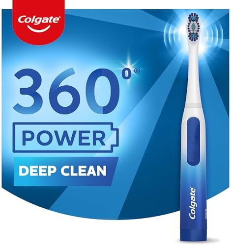 Colgate 360 Floss Tip Sonic Powered Battery Toothbrush, 2 Pack with Floss Tip Refill Heads