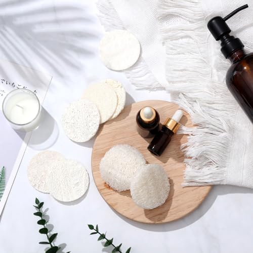 Bokon 50 Pcs Loofah Exfoliating Face Pads Sponge Body Face Scrubber Remove Dead Skin Facial Loofah Pad Bulk for Bath Shower Spa Skin Cleaning Women Men(Round,2.36")