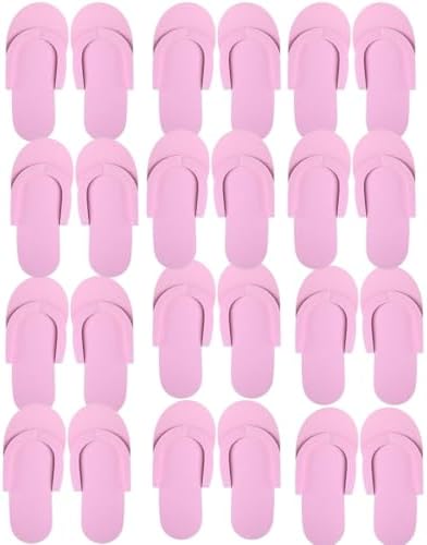 Khakho Pedicure Slippers Disposable Flip Flops for Pedicures 12 Pair Pink Pedicure Flip Flops for Women Salon Spa Beach Party Guests