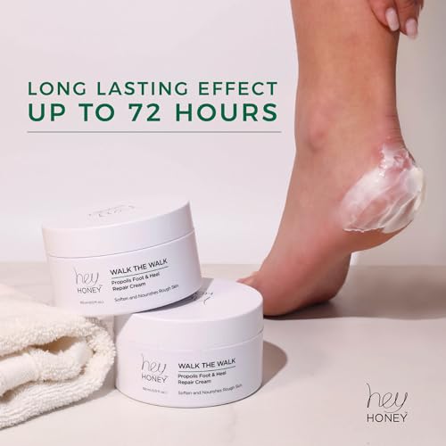 Hey Honey Walk the Walk Propolis Foot & Heel Cream for Dry, Cracked Feet | 72-Hour Hydration, Callus Remover & Odor-Fighting Moisturizer with Honey & Urea | 5 oz