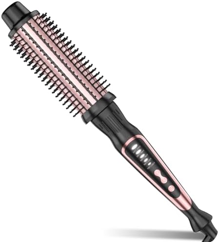 Heated Round Brush, Ceramic Tourmaline Ion Curling Iron, Hot for Fluffy Thermal Brush Curling Wand, Suitable for All Hair Types Tool (Rose Gold, 1.5 inch)