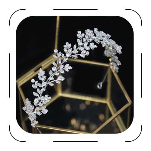 Jorsnovs Fashion Bridal Headpieces for Wedding Bride Hair Accessories Cubic Zirconia Headbands for Women CZ Birthday Gifts