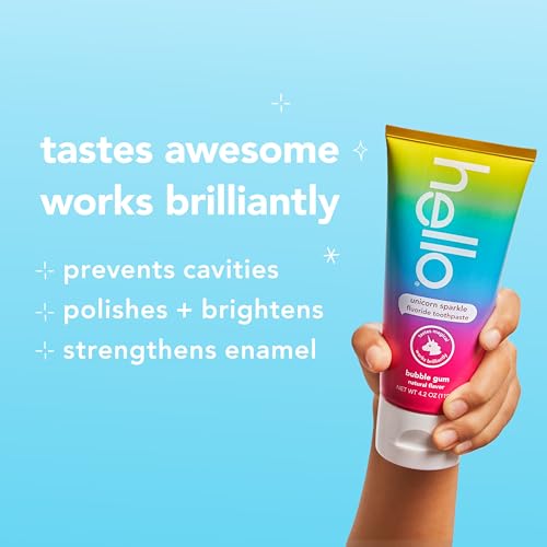 hello Kids Fluoride Toothpaste Variety Pack, Includes a Strawberry, Unicorn Bubble Gum, and Blue Raspberry Toothpaste, Safe for Ages 2 and Up, 3 Pack, 4.2 Oz Each