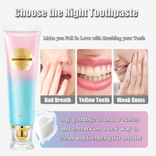 2 - Pack Niacinamide Whitening Toothpaste - Whitens Teeth, Strengthens Enamel, Removes Stains - for Sensitive Teeth (2 x 100g)