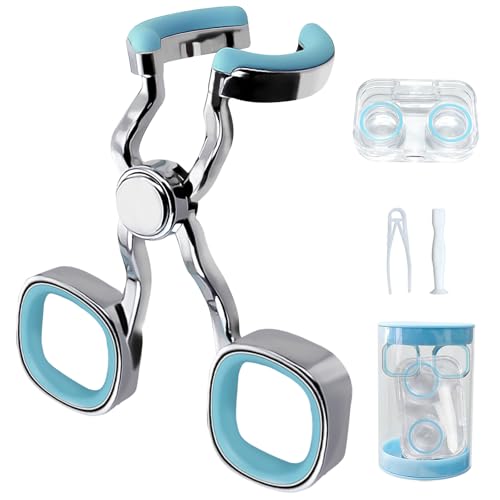 Contact Lens Applicator Tool, Eye Opener for Contacts for Easy Insertion and Removal, with Contact Lens Case, Sucker+Tweezer with Soft Tip, Blue