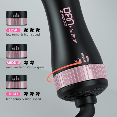 DAN Dual Voltage Hair Dryer Brush, Auto Dual Voltage 110V-120V/220V-240V Travel Hair Dryer Brush,Small Hot Air Brush with Multifunctional Conversion Plug,4 in 1 Blow Dryer Brush and Styler Volumizer