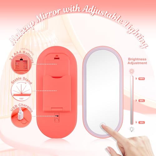 Color Nymph Makeup for Kids丨Kids Makeup Sets for Girls with LED Mirror, Makeup Kit for Teens Non-Toxic with 26-Color Vegan Face Palette Highlighter Lipgloss Eyeliner Brush