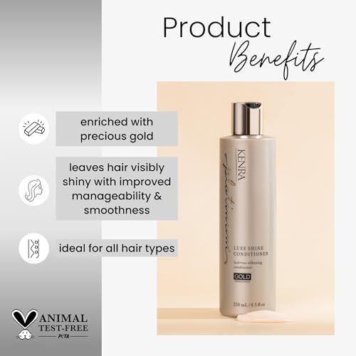 Kenra Professional Platinum Luxe Shine Conditioner | Gold Enriched | Rich, Shine-Enhancing Daily Conditioner | Revitalies for Improved Manageability & Smoothness | All Hair Types | 8.5 fl. Oz