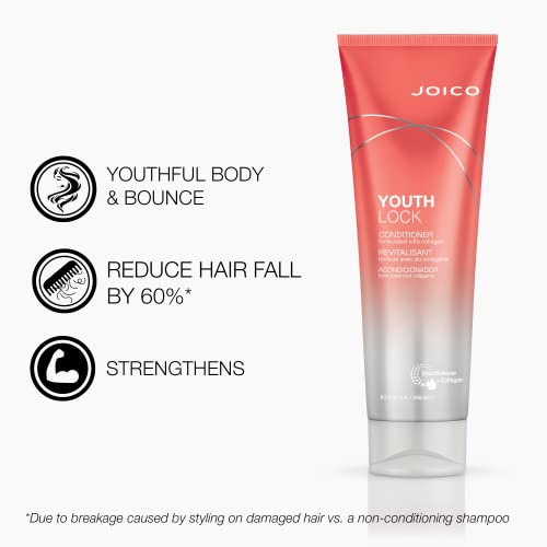Joico YouthLock Shampoo & Conditioner Set Formulated with Collagen | Youthful Body & Bounce | Reduce Breakage & Frizz | Free of SLS/SLES Sulfates