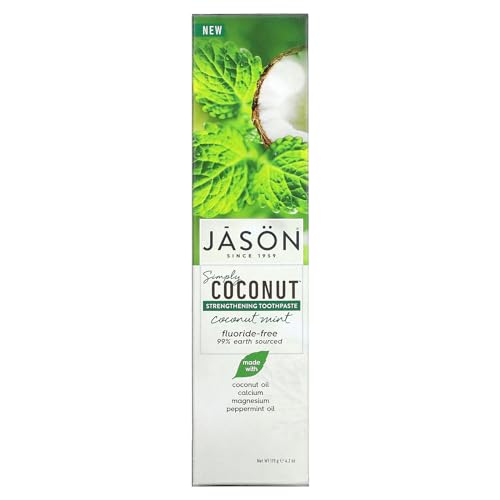 Jason Simply Coconut Strengthening Fluoride-Free Toothpaste, Coconut Mint, 4.2 Oz