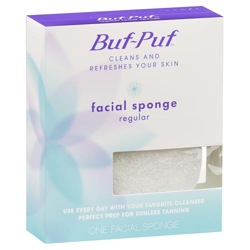 Buf-Puf Facial Sponge, Dermatologist Developed, Removes Deep Down Dirt & Makeup That Causes Breakouts and Blackheads, Reusable, Exfoliating, White, 5 Count