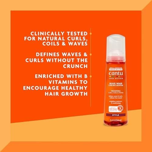 Cantu Wave Whip Curling Mousse for Natural Hair with Pure Shea Butter, 8.4 fl oz (Pack of 2)