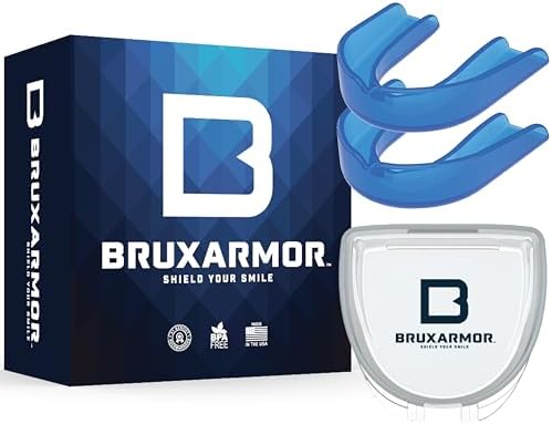 BruxArmor Nightguard - Bruxism Mouth Guard for Bruxism Relief and Grinding Relief, Professional Custom Fit Brux Night Guard, 2 Pack (Blue)