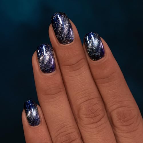 ILNP Darkest Hour - Black-Based Blue Magnetic Shimmer Nail Polish - Vegan, Cruelty Free, Non Toxic