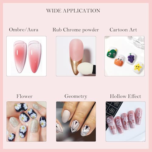 9 Color Pat Painting Gel Nail Polish Set - Ombre Aura Nail Art Gel Paint for Salon Manicure with Sponges
