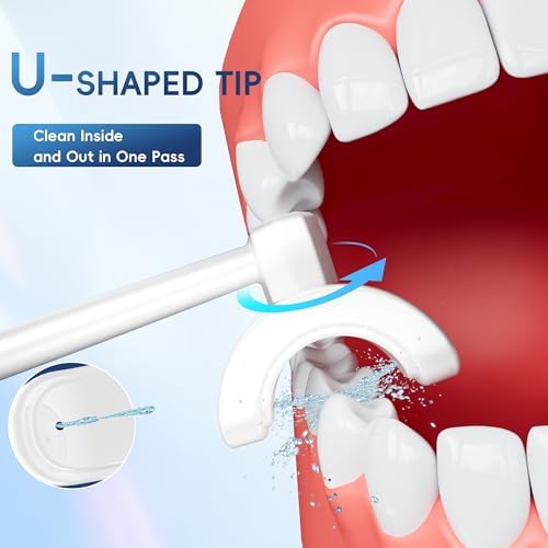 Cordless Water Flosser for Teeth Cleaning Pick, U-Shaped Flossing Head for 360° Deep Clean, 5 Modes & 9 Jet Tips, IPX7 Waterproof, Rechargeable & Portable Oral Irrigator for Travel, 350ML Large Tank