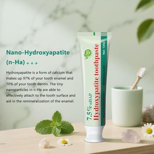Hydroxyapatite Toothpaste, Helps Remineralize Teeth, Nano Hydroxyapatite Toothpaste, Repair Sensitive Teeth and Effectively Whiten Teeth, Fluoride-Free, Refreshing Mint Flavor 2Pcs