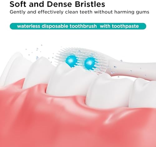 cleaings® Disposable Toothbrushes -Portable Mini Travel Toothbrushes with Tongue Cleaner & Pick for Work or Travel, No Water Needed (Mint)