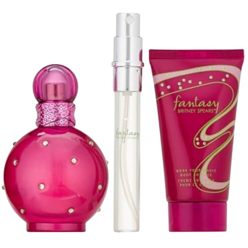 Britney Spears Fantasy Women's Fragrance 3 Piece Gift Set, 1.0 oz Eau de Parfum Spray, 1.7 oz Body Souffle, and 0.33 oz Eau de Parfum Spray Pen