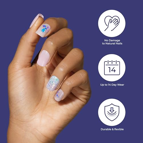 KISS Gel Fantasy, Press-On Nails, Nail glue included, 'Change Chance', Silver, Short Size, Oval Shape, Includes 28 Nails, 2g glue, 1 Manicure Stick, 1 Mini File