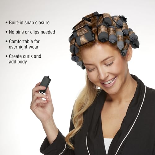 Conair Foam Hair Rollers - Heatless Curlers - Heatless Curls -Foam Rollers - Black & Gray - Assorted Sizes - 48 Count w/storage case