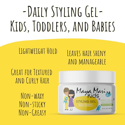 Kids Hair Styling Gel with Coconut Fruit Extract | Safe & Gentle Baby Hair Gel for Toddlers | Sulfate-Free Hair Gel for Boys & Girls, 12 oz