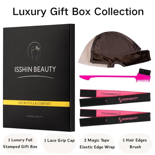 Lace Wig Grip Cap Women: 4x5 Transparent Swiss Lace Front - Non-slip Wig Gripper for Keeping Wigs In Place - Adjustable Elastic Headband with Velcro Medium Size