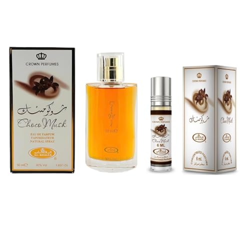 Choco Musk 50ml and 6ml Eau de Parfum Spray oil for Men/Women Cologne-Rich Chocolate & Musk (Pack of 2)