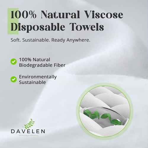 DAVELEN Disposable Large Luxury Towels (50-Count) Spa and Salon Quality Softness for Guests, Clients | Hair, Face, Body Use | Luxurious Comfort, Ecofriendly | Towels Size: 31.5” x 15 (white)