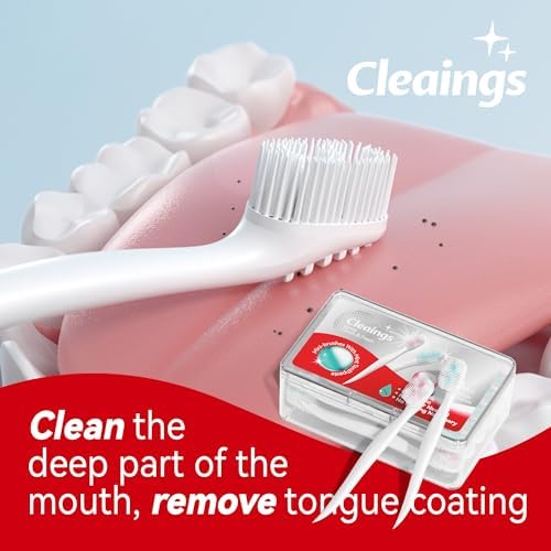 cleaings® Mini Brushes-Disposable Toothbrushes with Double Cleaning Beads Toothpaste and Pick for Work or Travel, 20 Count-Mint Flavor（Pack of 1）