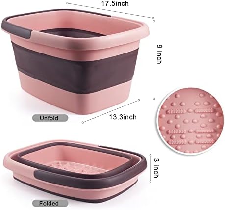 Collapsible Soak Tub with Handle For Foot Spa, Pedicure, Foot Soak Bath 15L/4 Gallons Massager Basin for Dry Cracked Feet, Home Spa Treatment