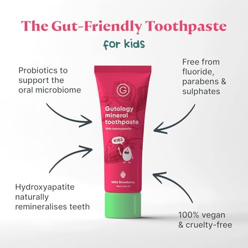 Kids Natural Probiotic Hydroxyapatite Toothpaste Fluoride Free Toothpaste Remineralising Enamel Repair Suitable for Children 2+ Helps Sensitive Teeth - Wild Strawberry Flavour 2.5 oz